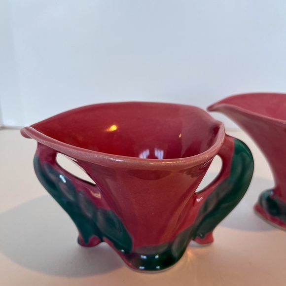 Whapeton Rosemead Pottery Lily Shaped Sugar Bowl and Creamer 1940s - Picture 10 of 12